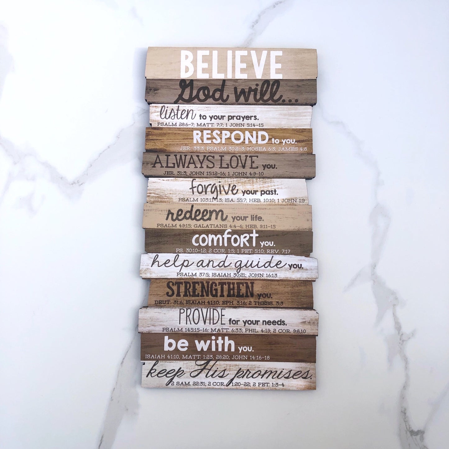 Plaque: Believe stacked wood wall medium
