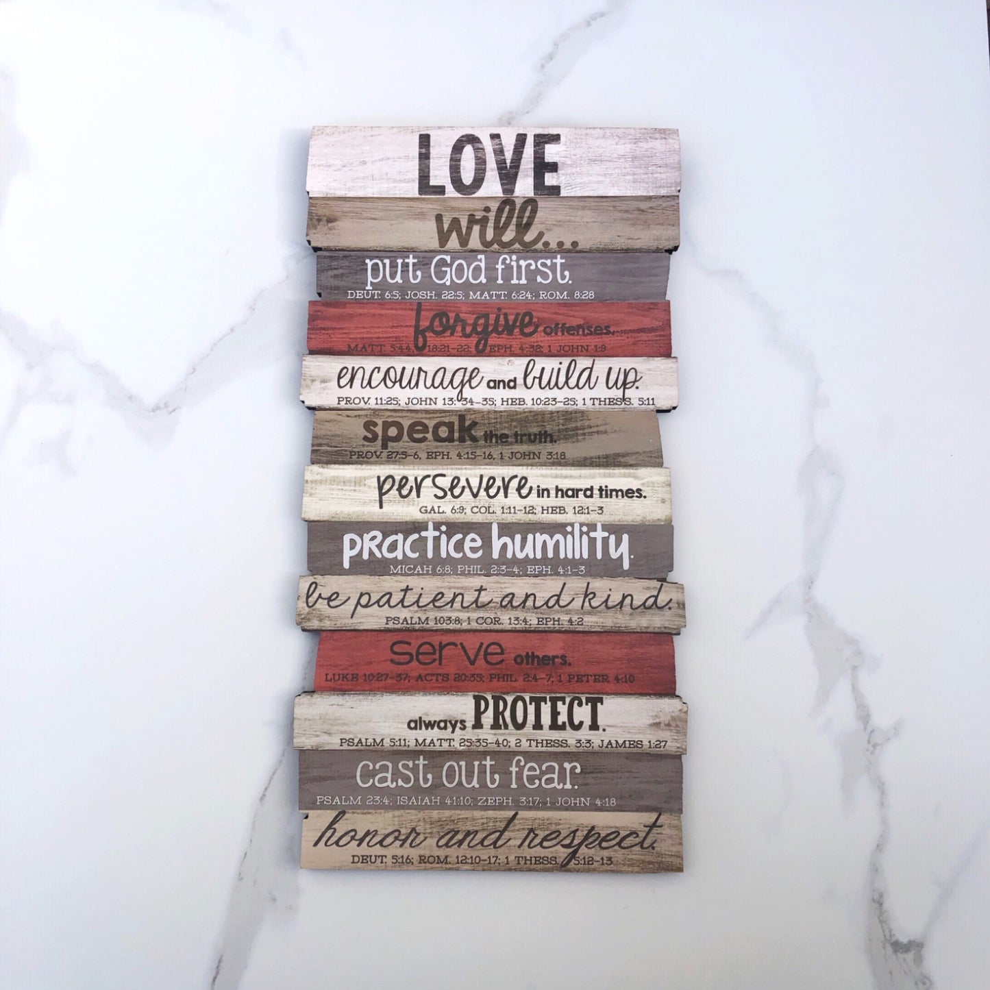 Plaque: Love stacked wood wall medium