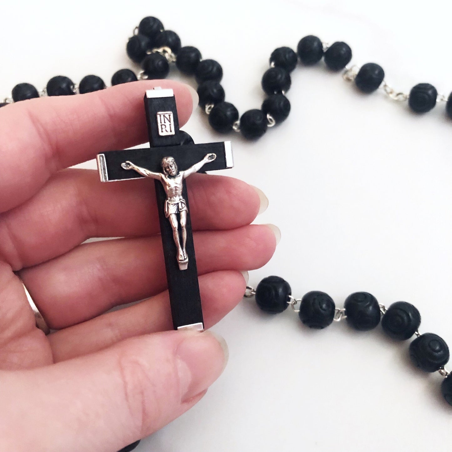 Rosary Black wooden 600mm length