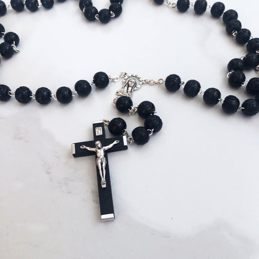 Rosary Black wooden 600mm length