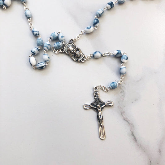 Rosary Beads:  Blue Glass