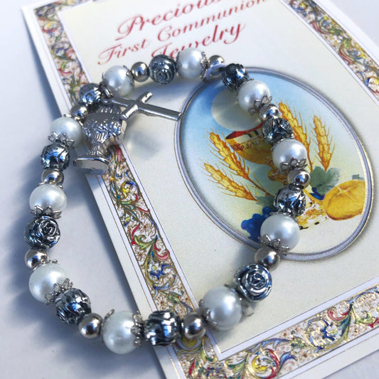 Bracelet: Pearl with First Holy Communion Card