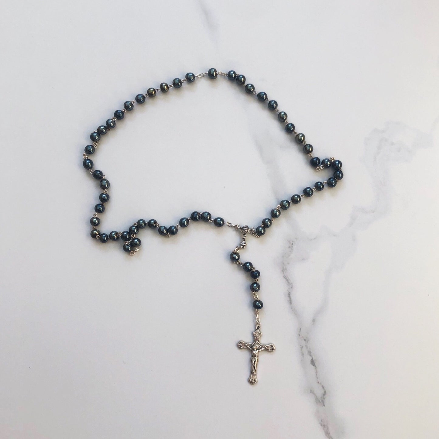 Rosary: Communion - Grey Glass 6mm