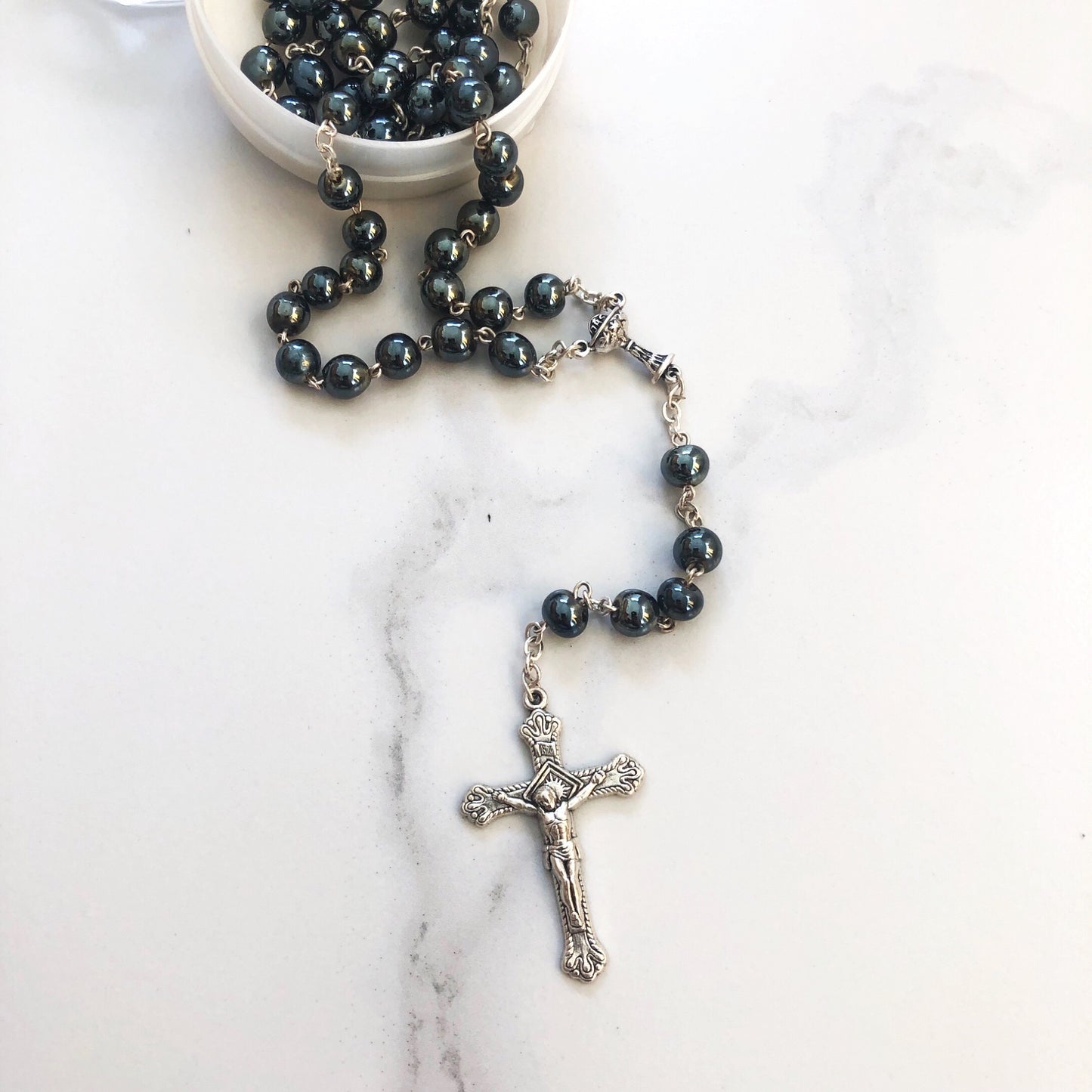 Rosary: Communion - Grey Glass 6mm