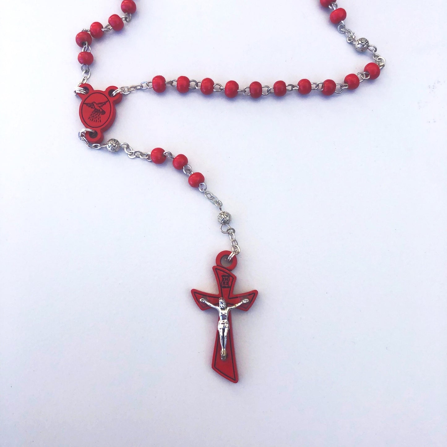 Rosary Beads: Confirmation Red (with bookmark)