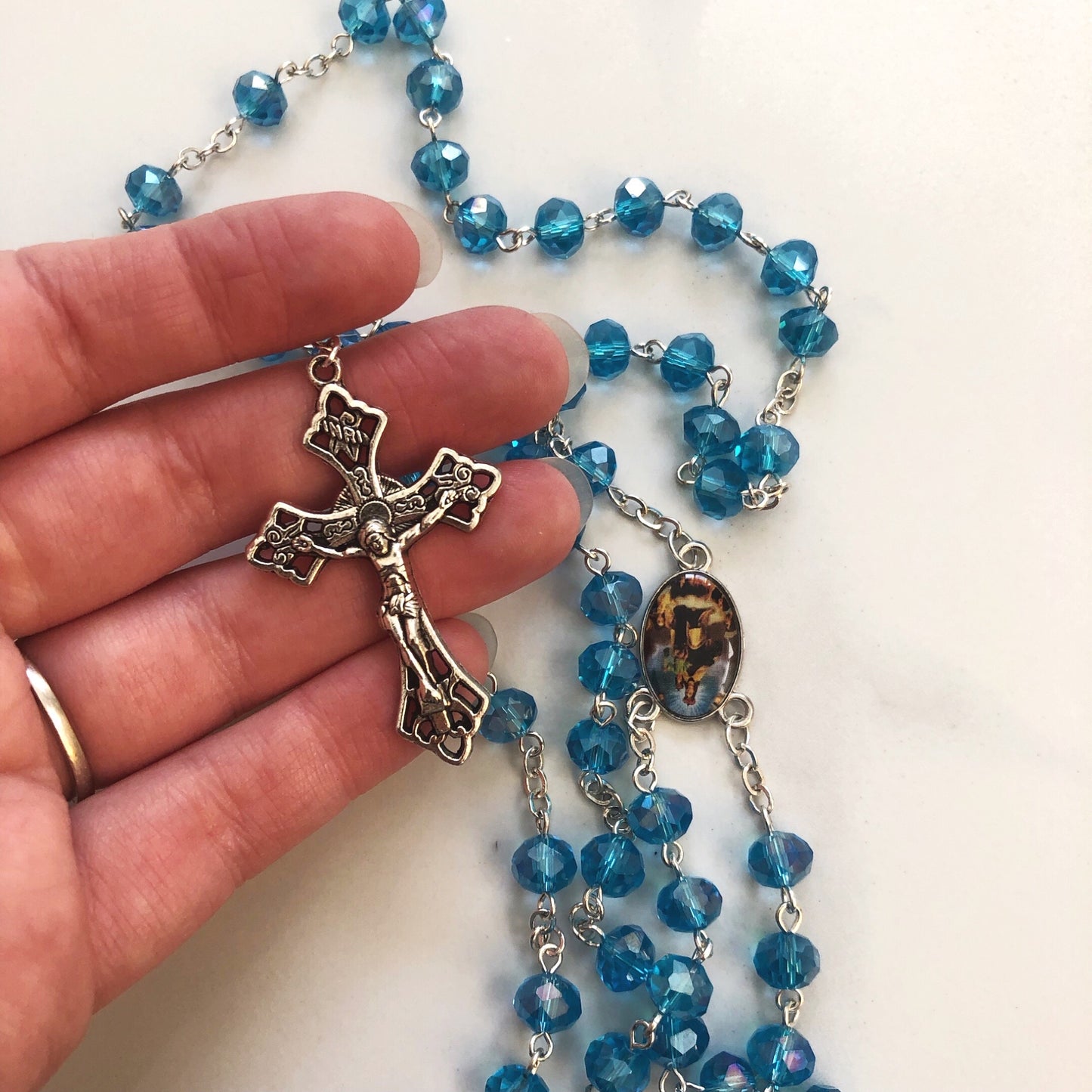 Rosary Beads: Crystal Bright Blue