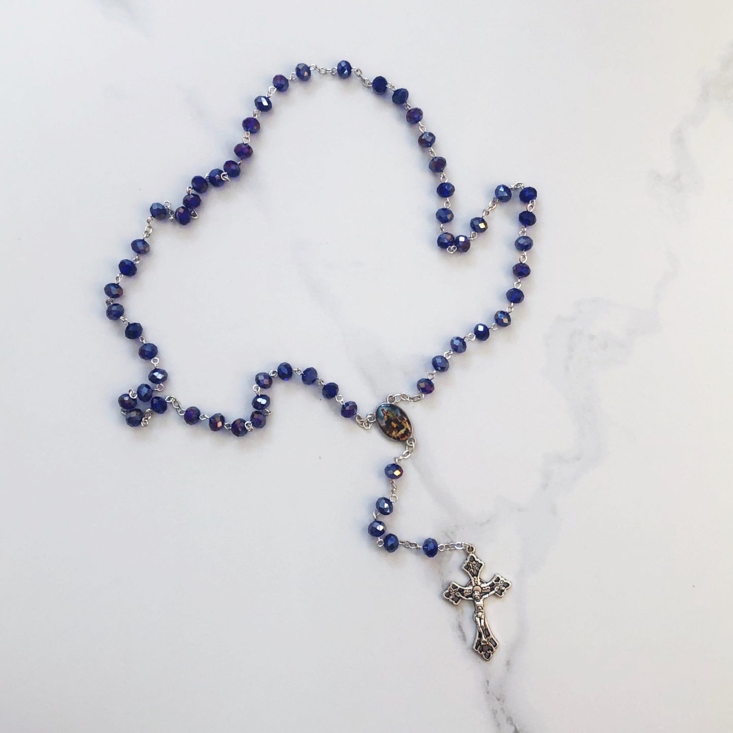 Rosary Beads: Crystal Dark Blue