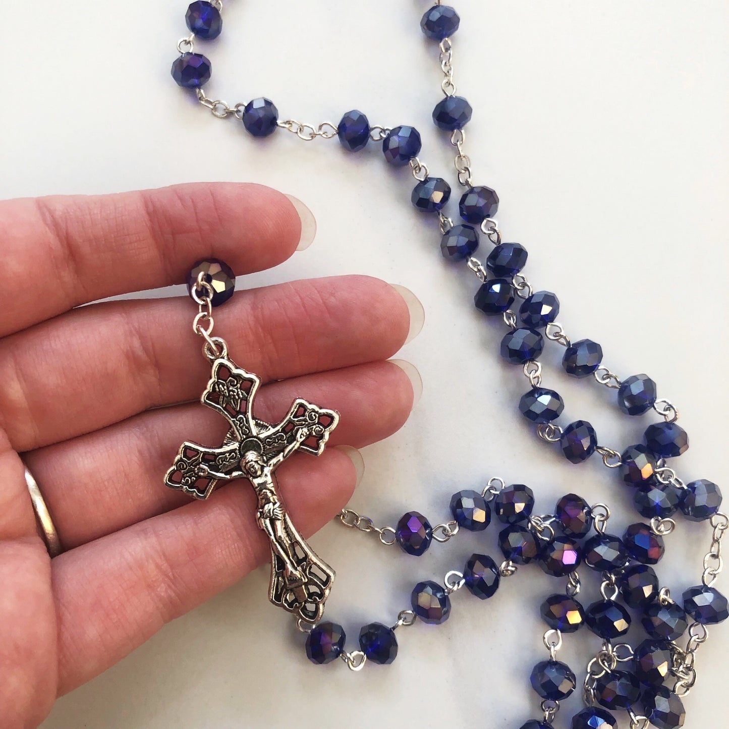Rosary Beads: Crystal Dark Blue