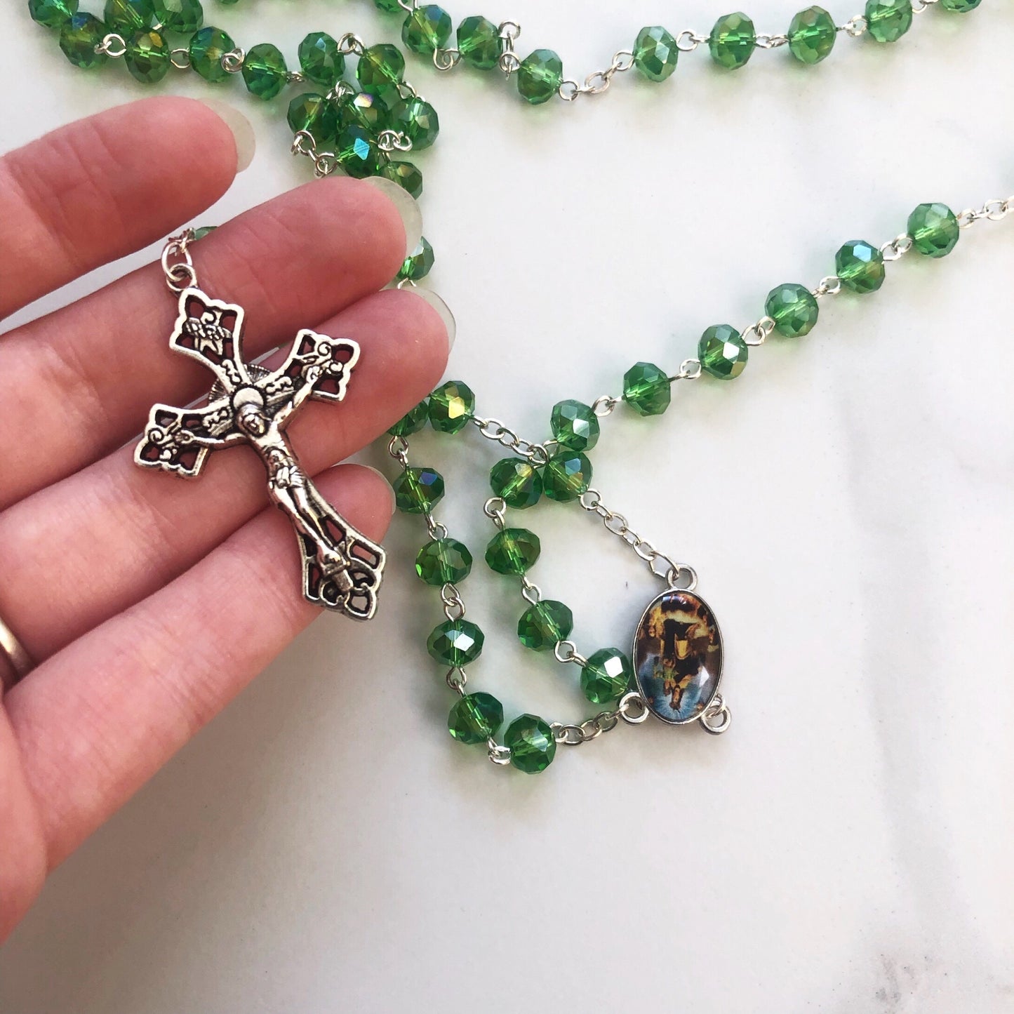 Rosary Beads: Crystal Peridot Green