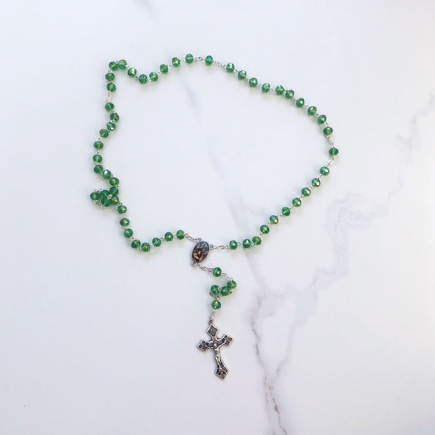 Rosary Beads: Crystal Peridot Green