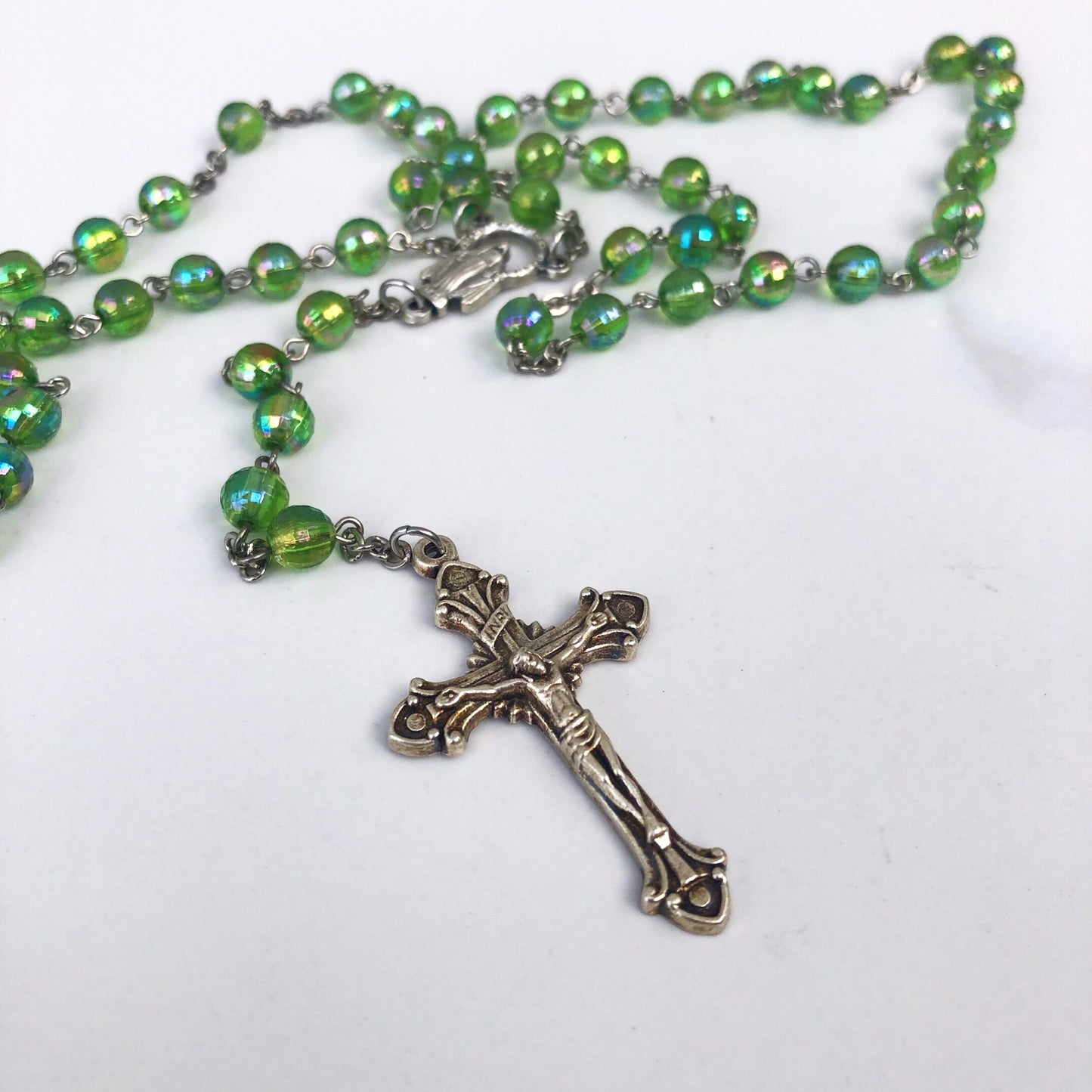 Rosary Beads: Green Acrylic Crystal