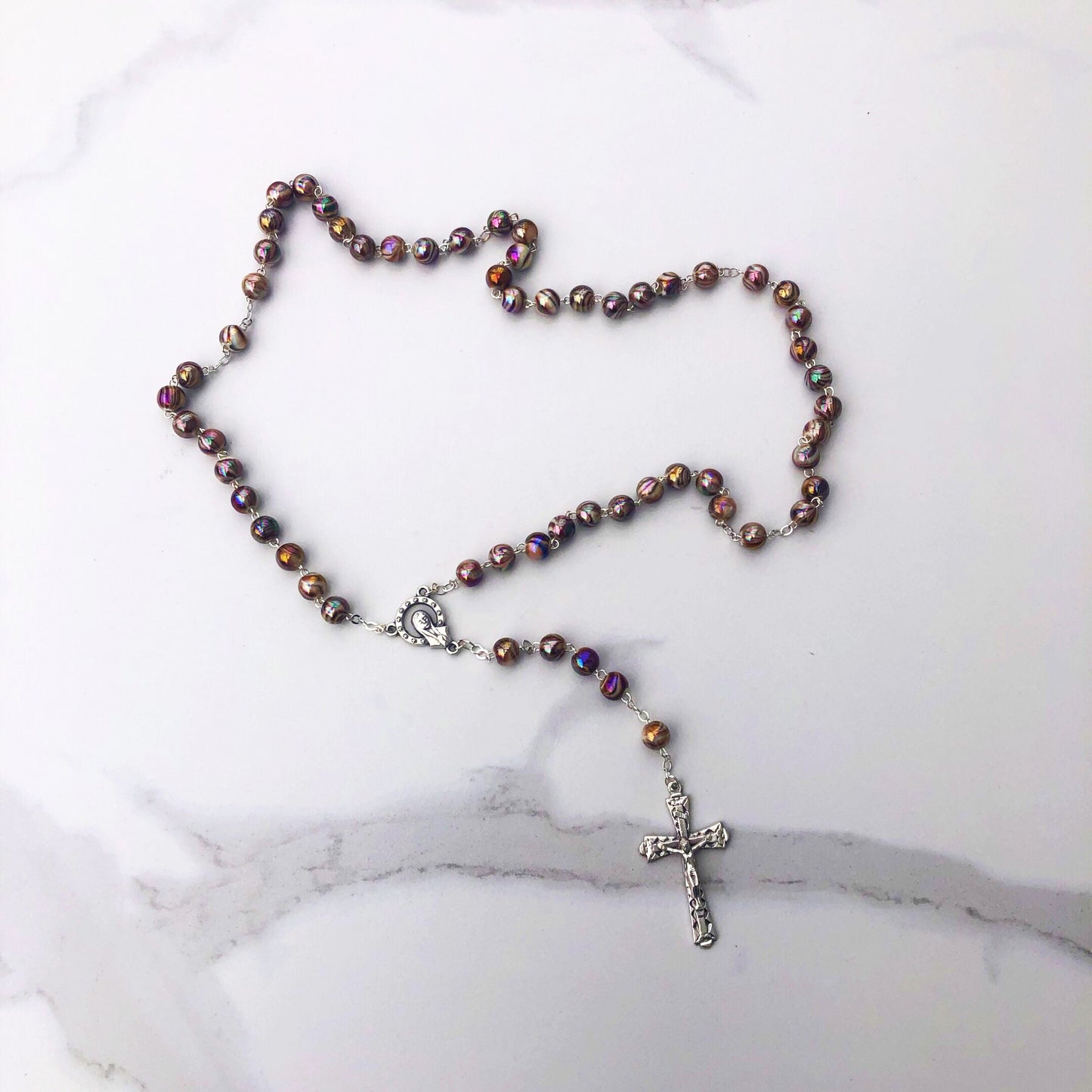 Rosary Beads: Metallic Swirl (8mm)
