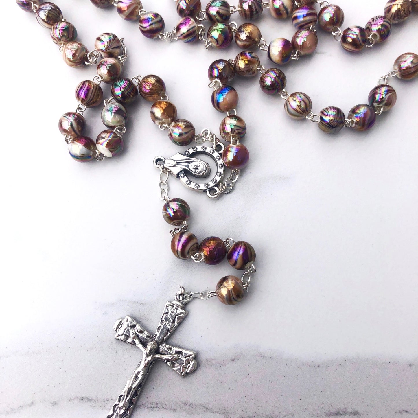 Rosary Beads: Metallic Swirl (8mm)