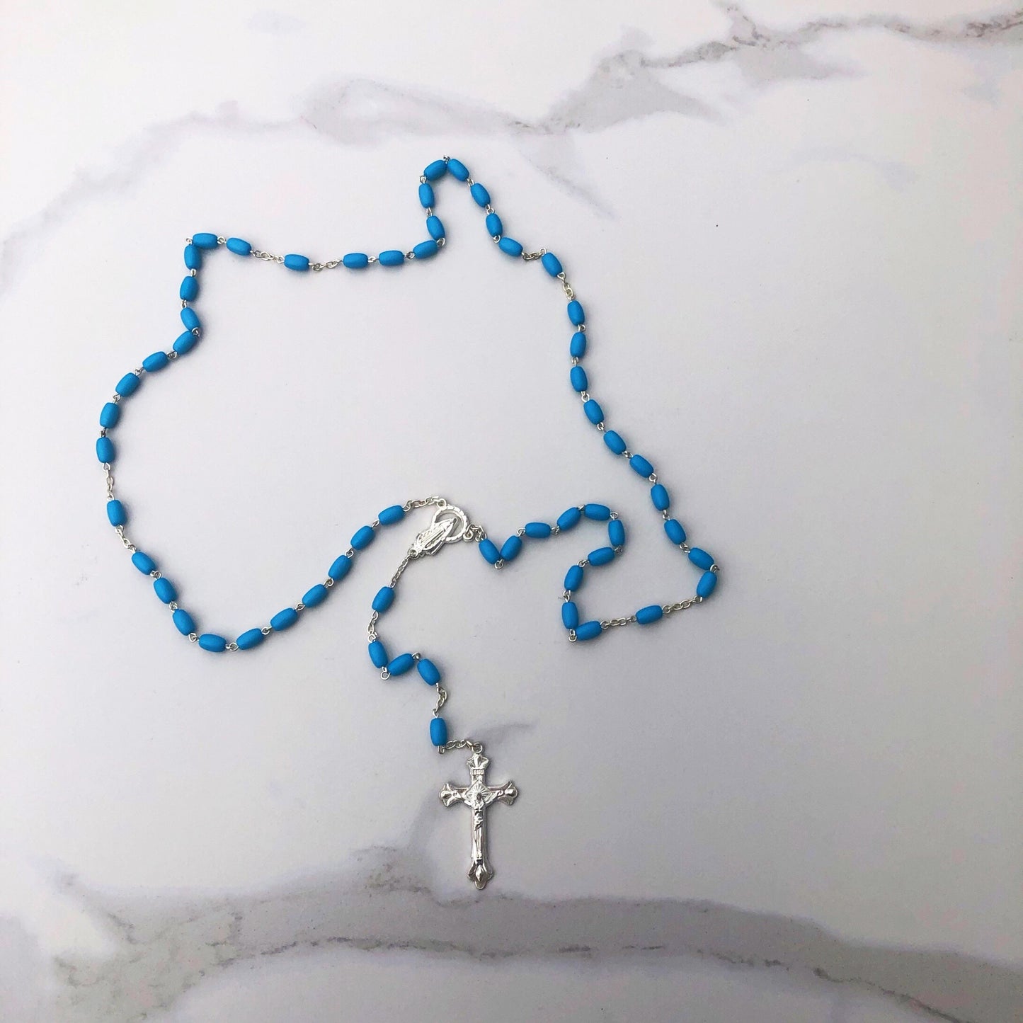 Rosary Beads: Plastic Blue