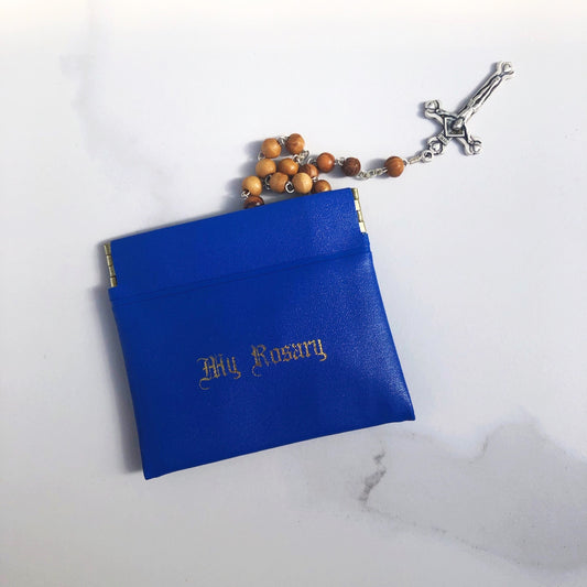 Rosary Pouch: Push Pocket Blue