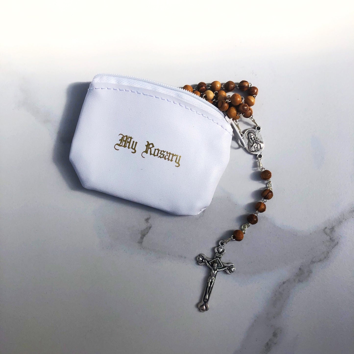 Rosary Pouch: Zipper White