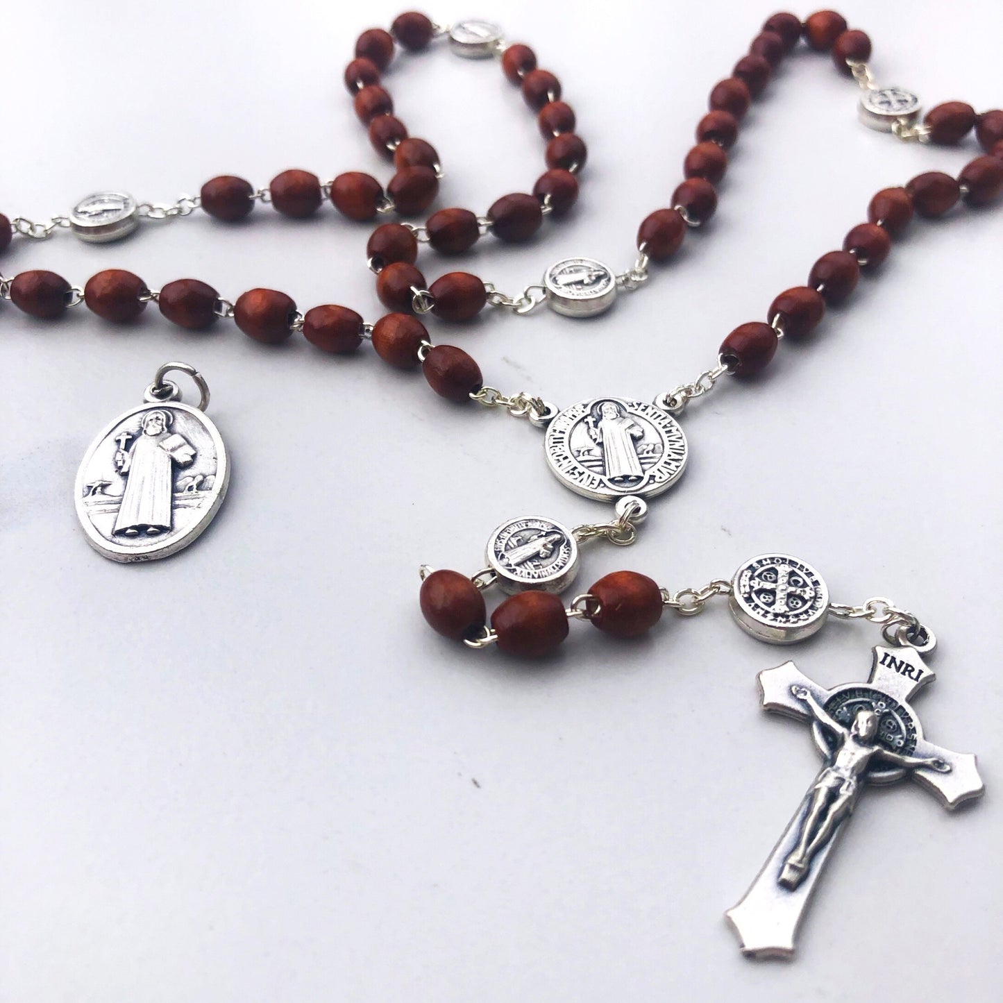 Rosary St Benedict Brown with medal