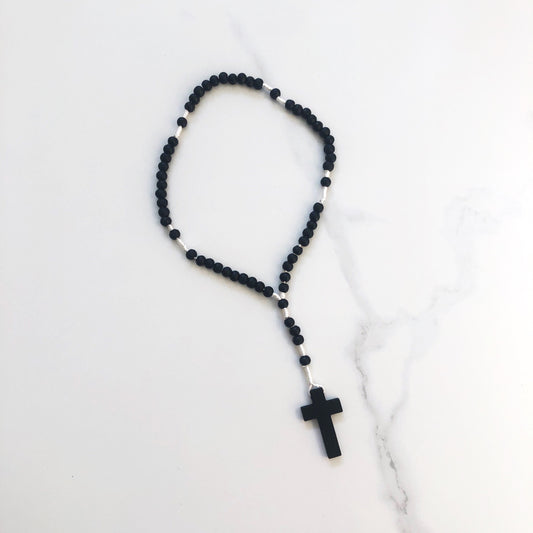 Rosary Beads: Wood Black with Card