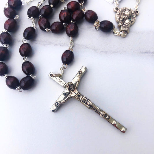 Rosary: Wood Double Wired Brown