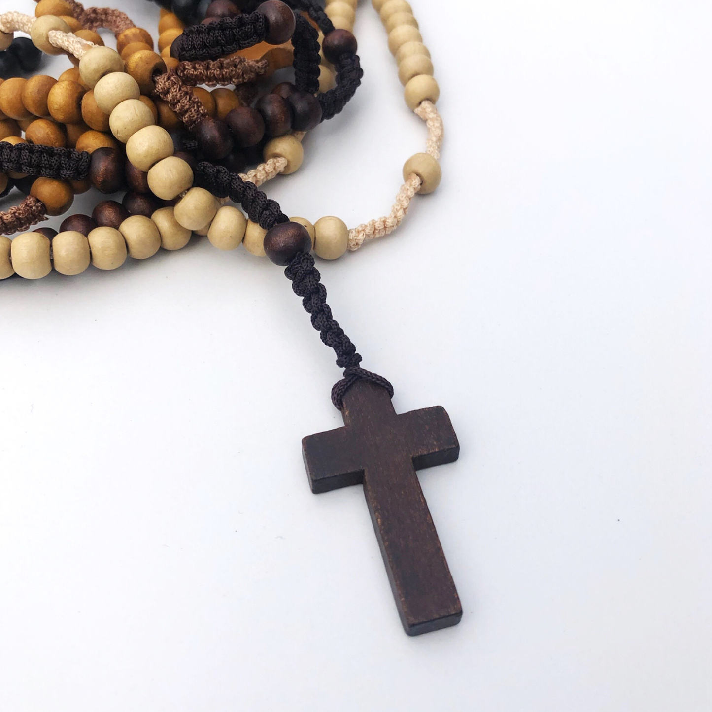 Rosary Beads: Wooden (w/metallic print)