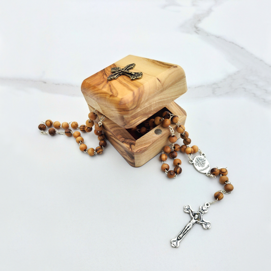 Rosary: Olive Wood Box & Rosary
