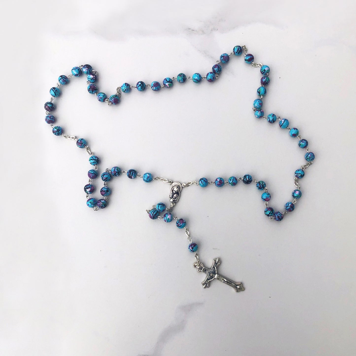 Rosary Beads: Blue Aqua