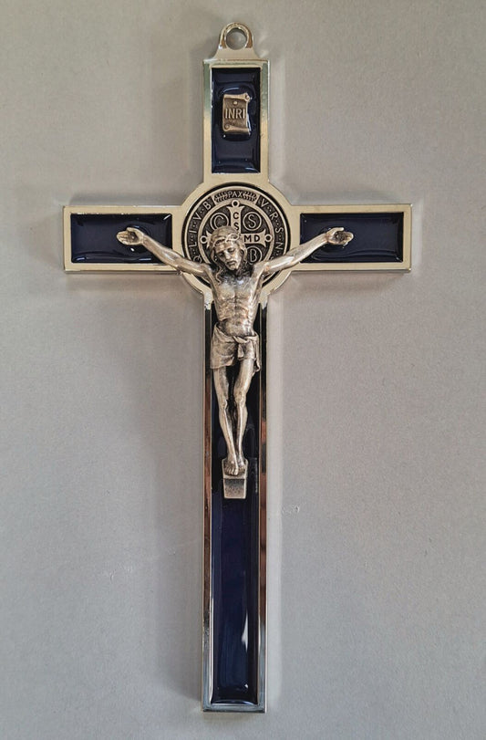 Crucifix: St Benedict Blue 19cm