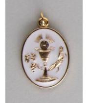 Medal: First Holy Communion White Enamel