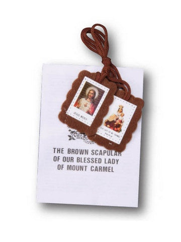 Scapular: Brown With Leaflet - Our Lady of Mt. Carmel