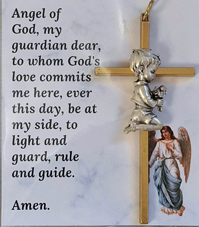 Guardian Angel Cross with prayer card